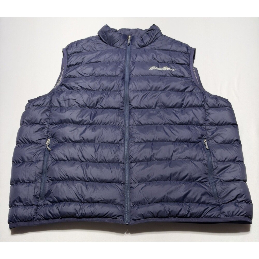 Eddie Bauer EB650 Down Puffer Vest Men’s Size XL Navy Blue Full Zip Quilted